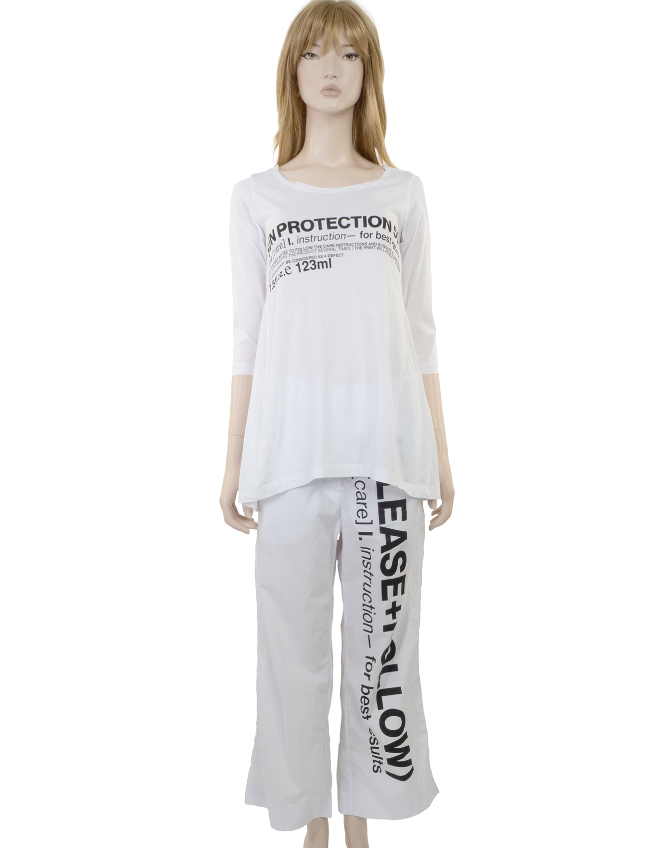 PANTS 3320108-white print white | M | Hot Selection